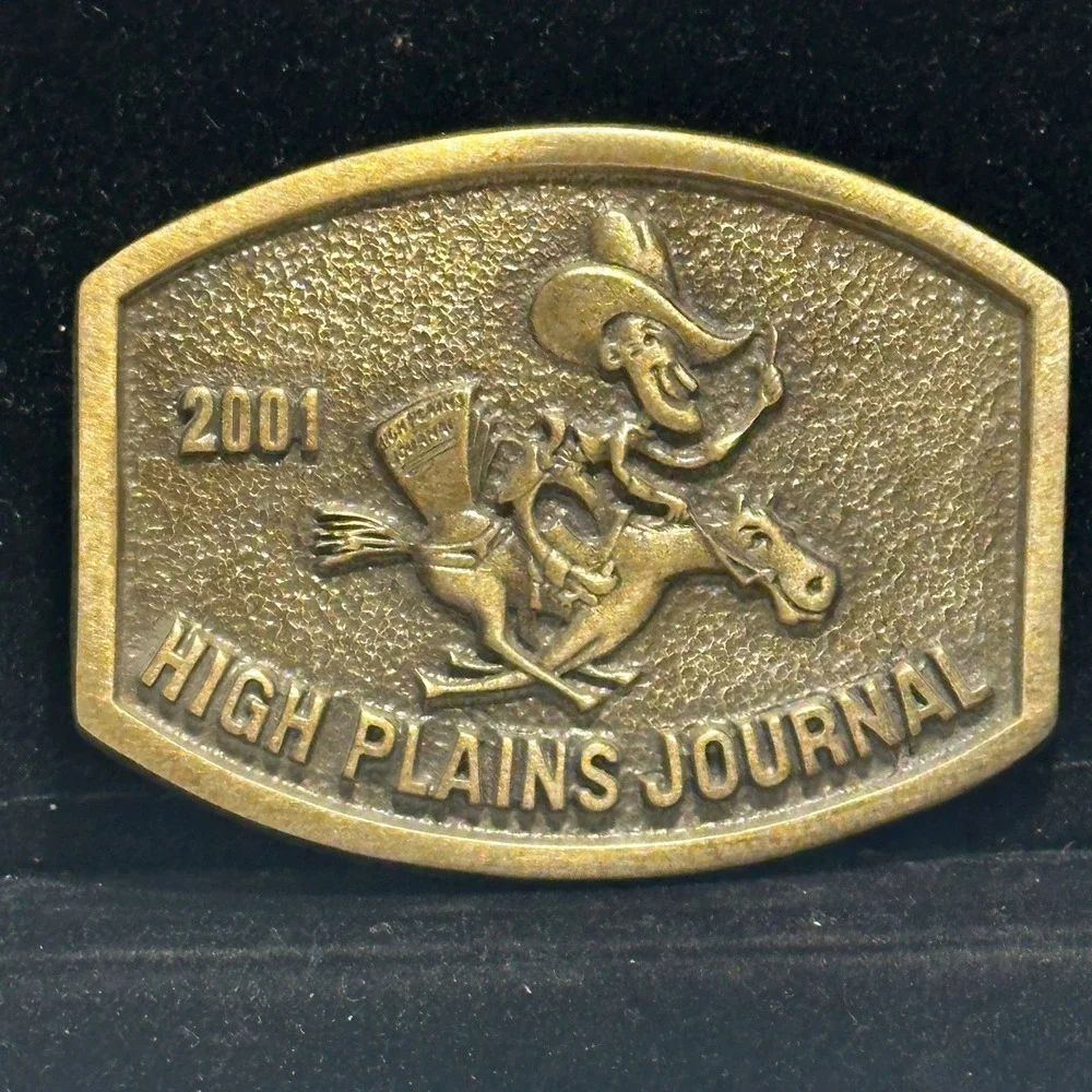 Vintage 2001 High Plains Journal Cowboy Horse Pony Express Western Belt Buckle
